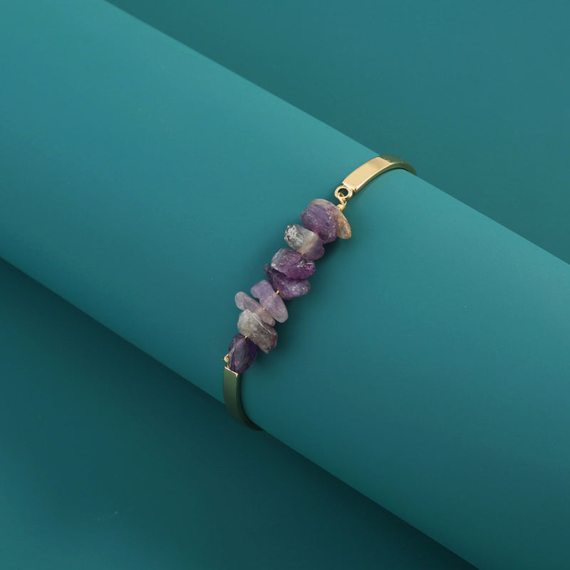 Alloy Crescent Light Purple Natural Stone Bracelet
