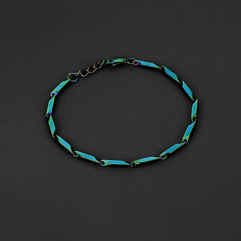 Men'sTrendy Titanium Steel Quenched Bamboo Leaf Chain Bracelet
