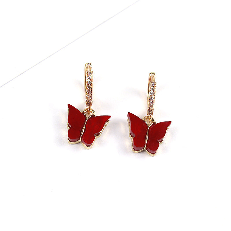 Jewelry Net Red Multicolor Acrylic Butterfly Earrings