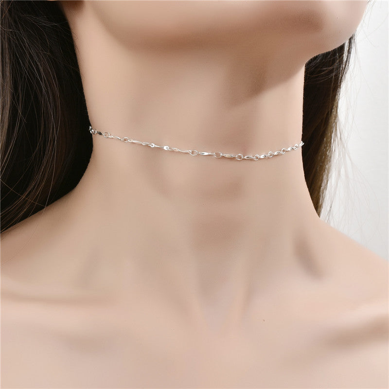 Ladies Short Simple Copper Piece Clavicle Necklace