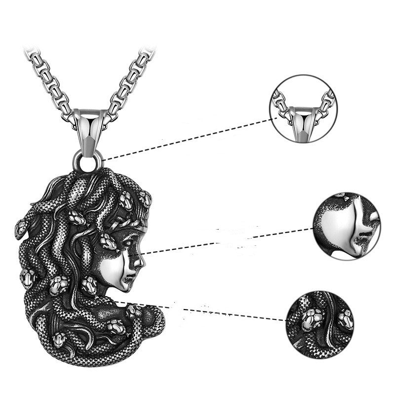 Vintage Punk Basilisk Medusa Stainless Steel Necklace