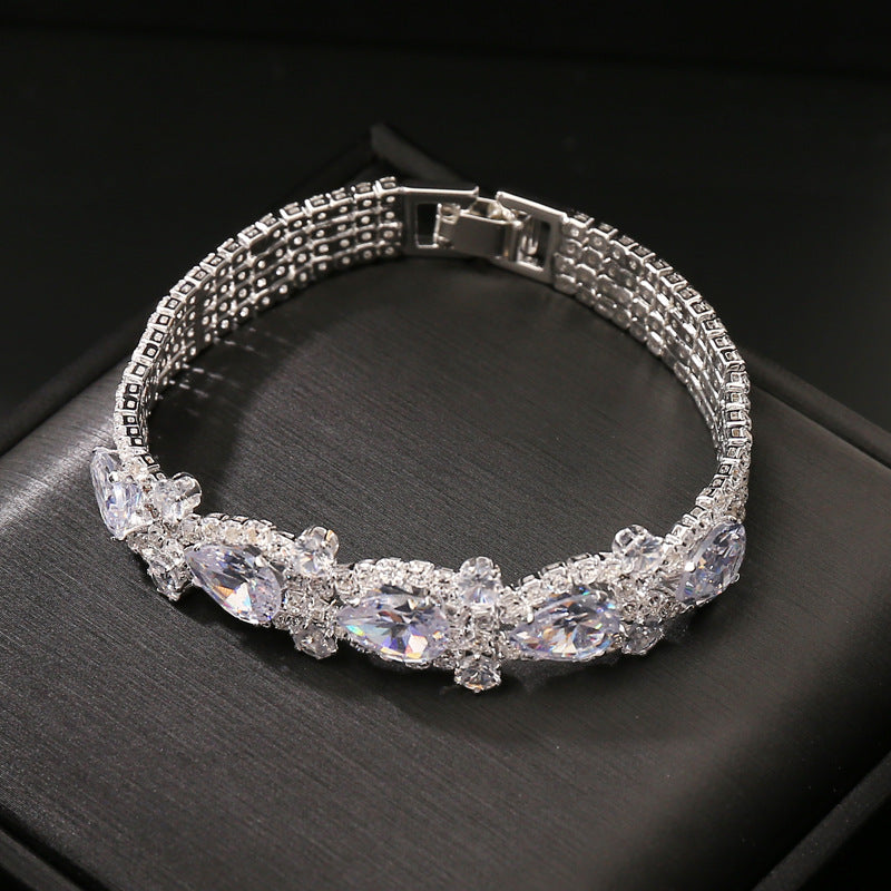 Water Drop Zircon Bracelet Women Full Diamond Super Flash Fashion Bracelet Bridal Jewelry