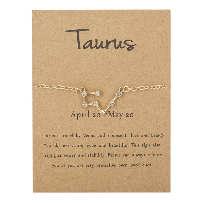 Women's Twelve Constellation Chain Bracelet In Paper Card