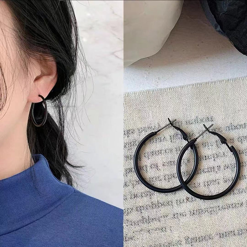 Simple Personality Vintage Black Frosted Earrings