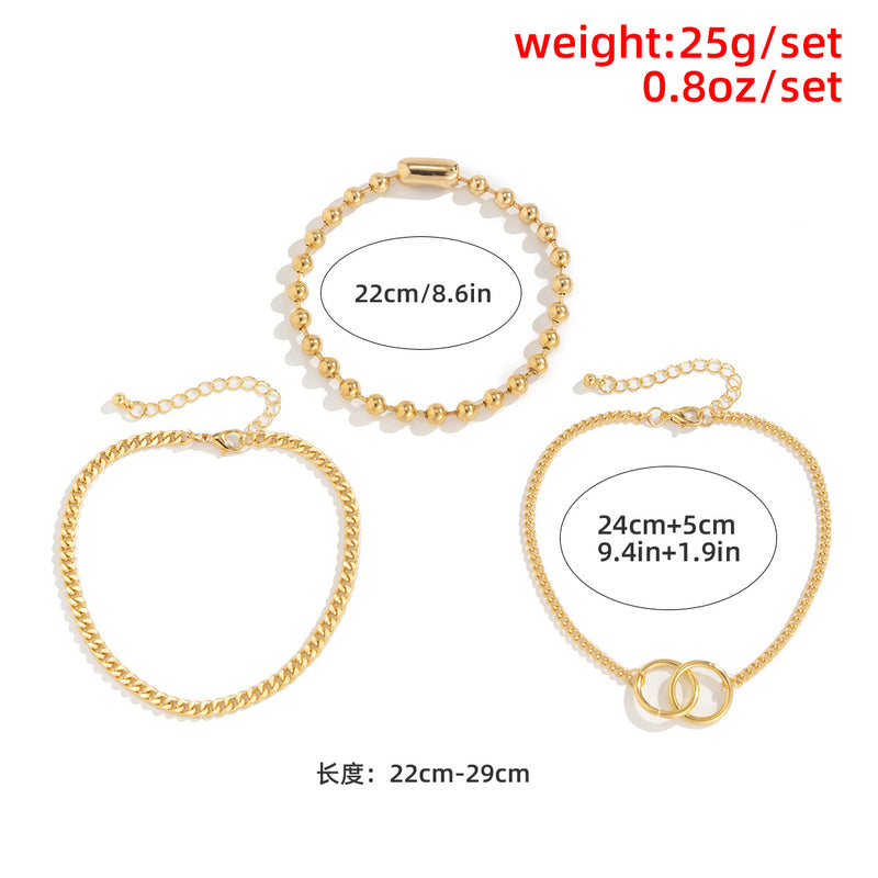 Exaggerated Trend Geometric Ring Metal Bead Suit Anklet Women