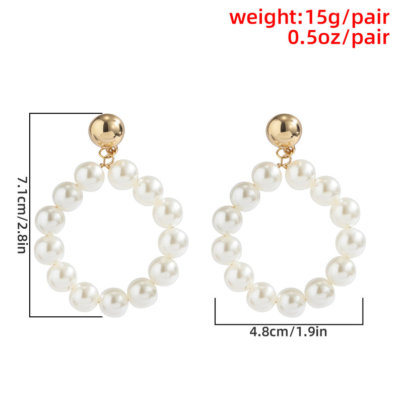 Baroque Pearl Geometric Big Earrings Women Simple