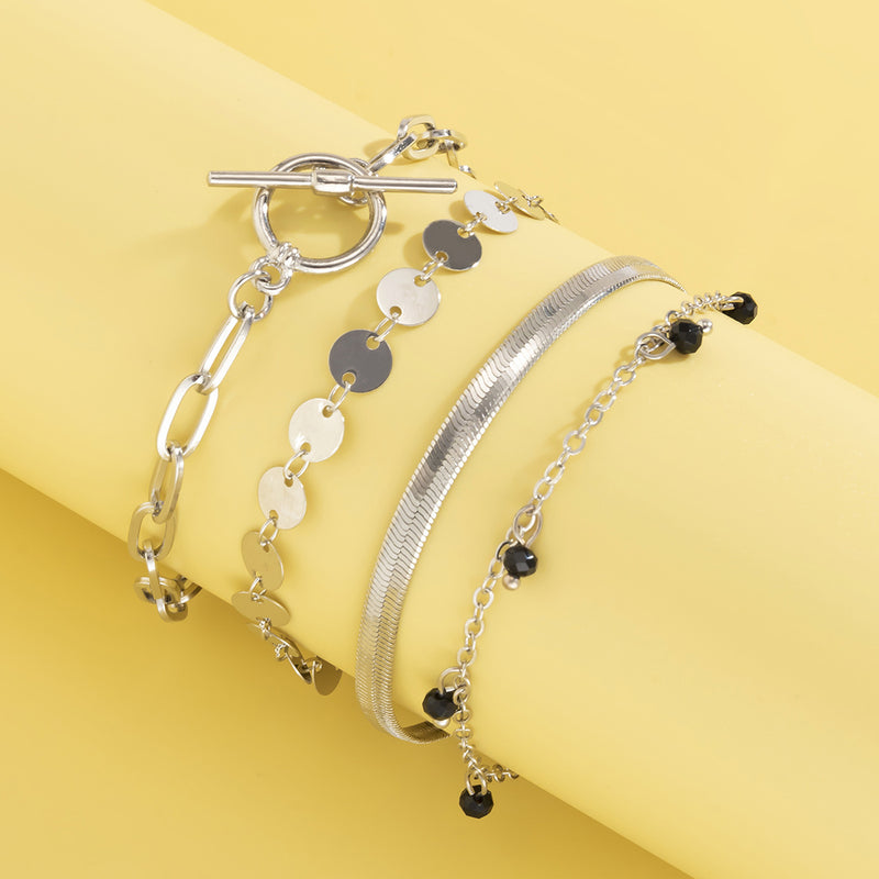 Simple OT Buckle Snake Bone Chain Set Bracelet Women