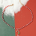 Handmade Beaded Necklace Christmas Gift Red Rice Beads