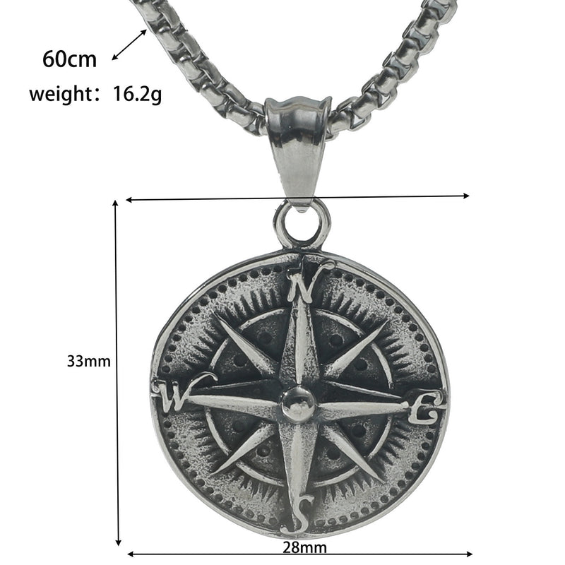 Compass Necklace European And American Personalized Metal Eight Awn Star Pendant Punk Retro Hipster Accessories