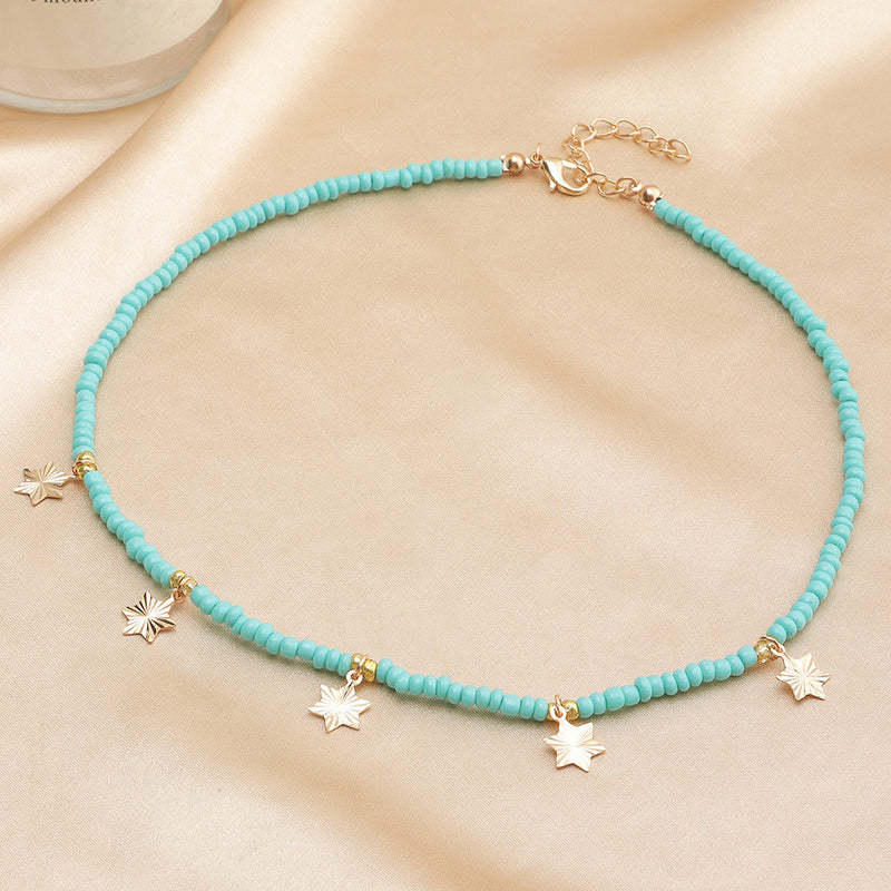 Simple Five-pointed Star Moon Necklace Girl