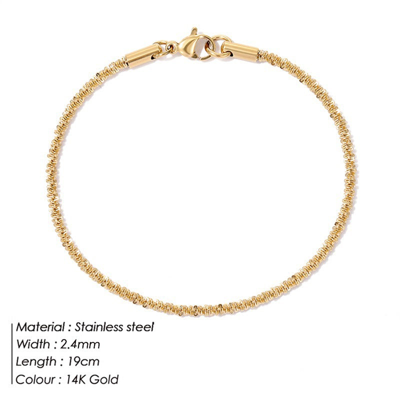 Simple Cauliflower Chain Bracelet Stainless Steel Gold Plated