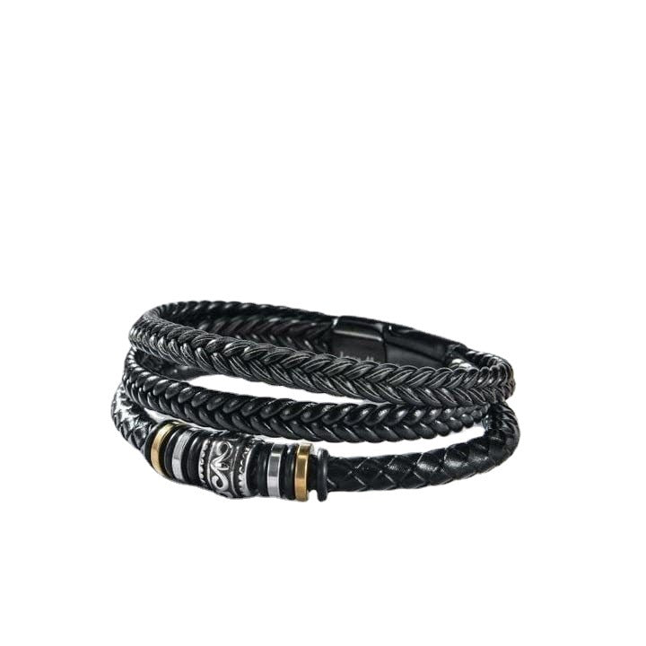Laser Fashion Titanium Leather Cord Bracelet