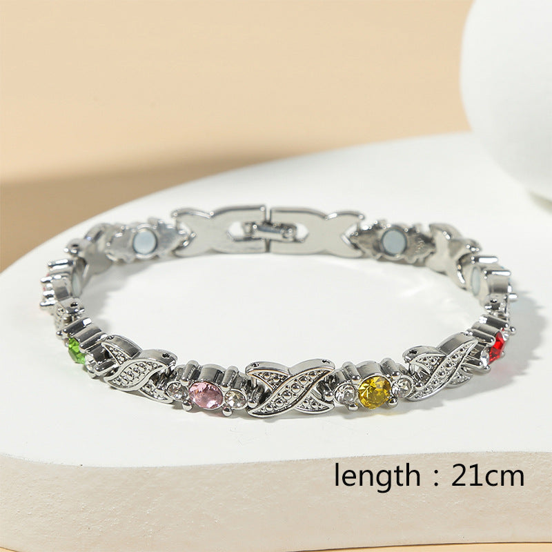 Ladies' Interlocking Gold And Diamond Magnet Bracelet
