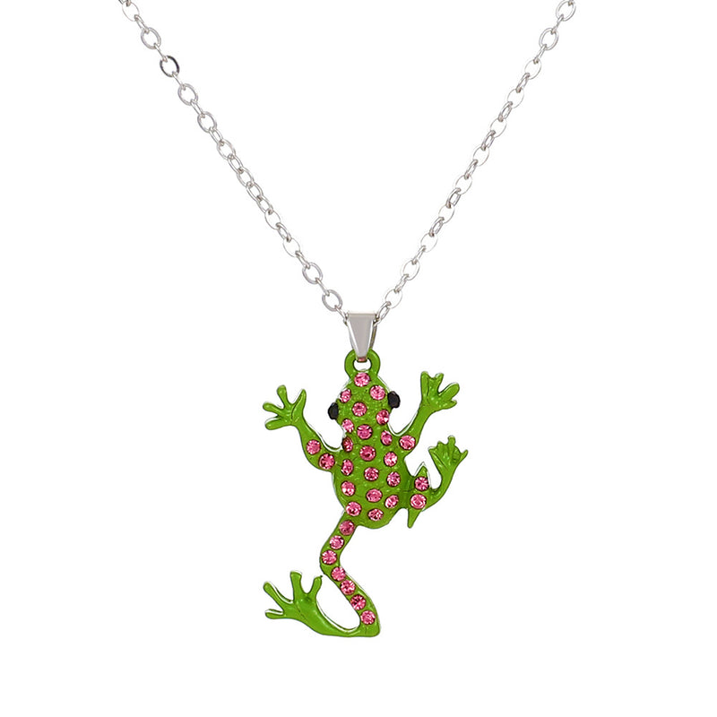 Lovely Diamond Frog Pendant Necklace Small