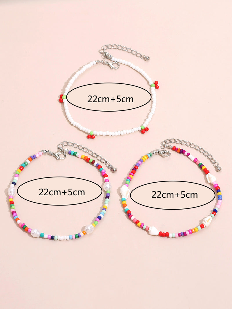 Women's Sweet Pure Multi-Color Bead Anklet