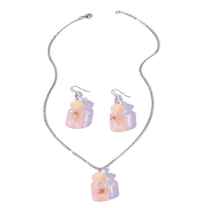 Personality Drift Bottle Shell Earrings Necklace Jewelry Set Women