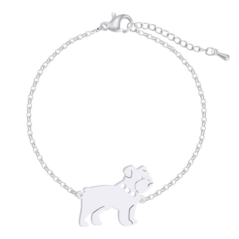 Cute Pug Pendant Stainless Steel Bracelet