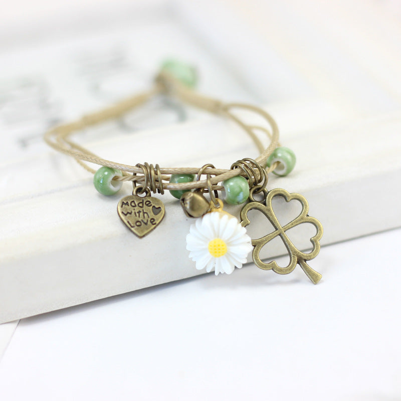 Ceramic Mori Temperament Small Daisy Pendant Bracelet