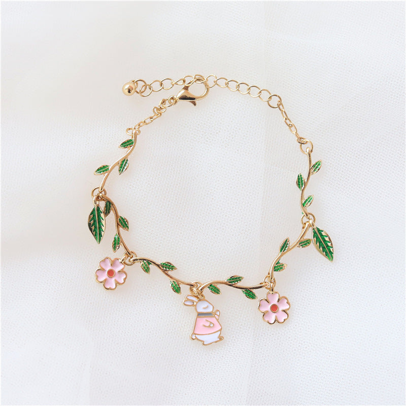 Ladies Flower Bunny Cat Leaf Bracelet
