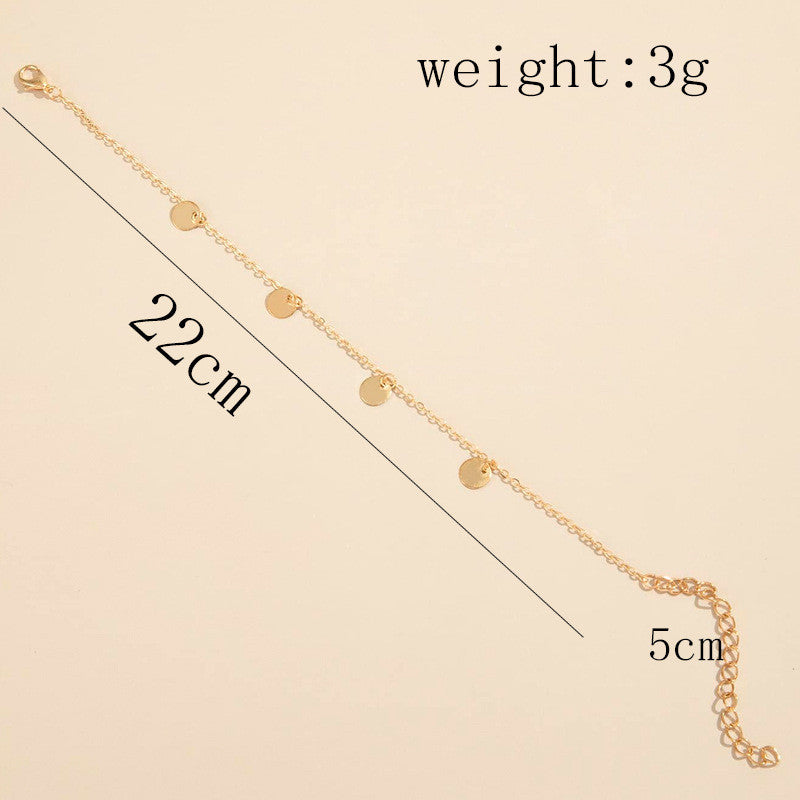 Beach Style Simple Temperament Circle Sequin Pendant Anklet