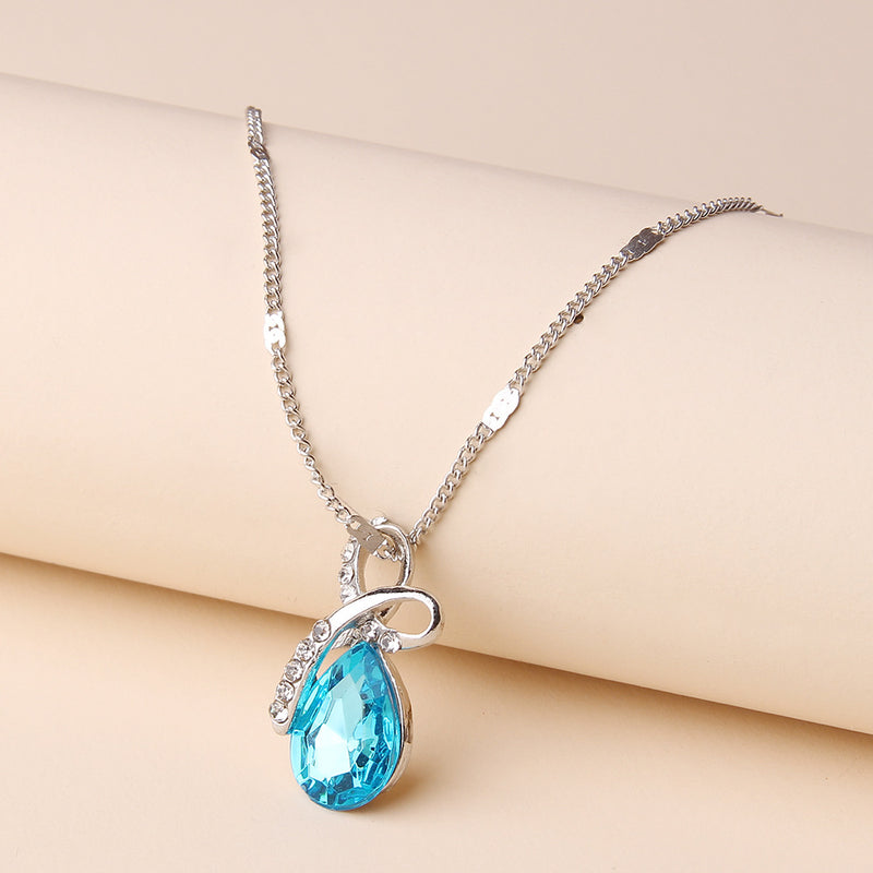 Fashion Water Drop Simple Zircon Clothing Pendant Necklace