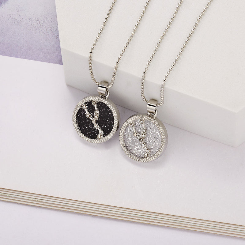 Fashion Coin Constellation Edition Necklace Silver Day And Night