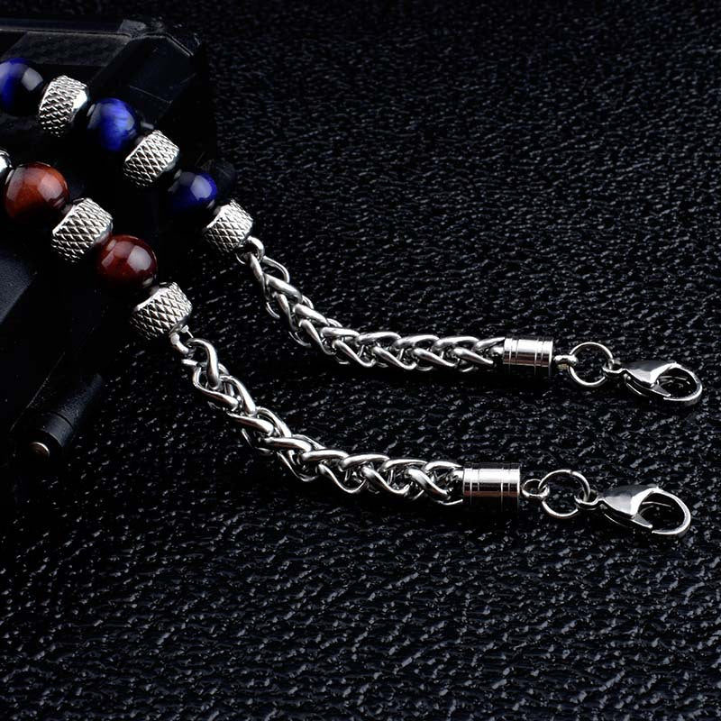 New Tiger Eye Men's Adjustable Beaded Bracelet