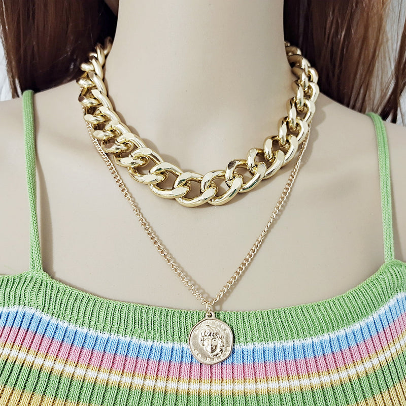 Ladies Multilayer Exaggerated Thick Chain Metal Elements