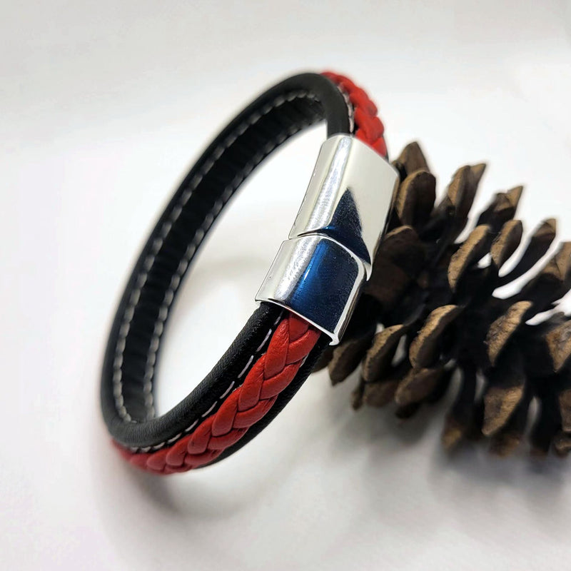 Woven Leather Bracelet Magnetic Snap Leather Bracelet