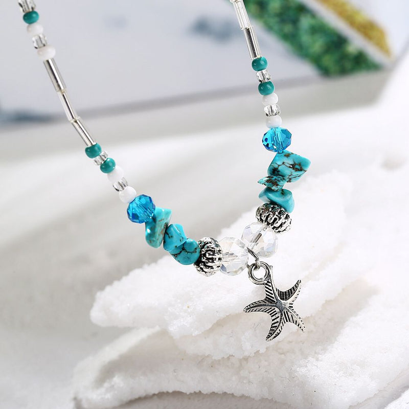 Starfish Pendant Rice Bead Anklet