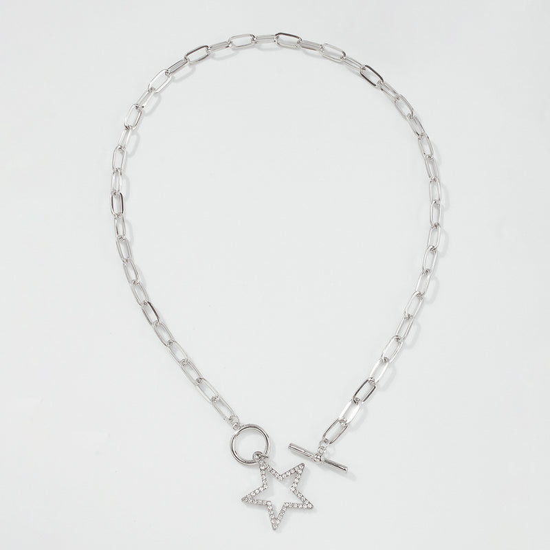 Necklace Imitation Diamond Five-pointed Star Retro Creative New Clavicle Chain