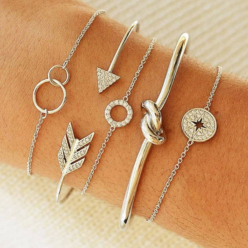 Leaf Love Triangle LOVE Bracelet Set