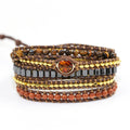 Tiger Eye Stone Hand-woven Multi-layer Leather Bracelet