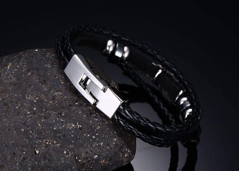 Men's Braided Bracelet Alloy Leather Ghost Head