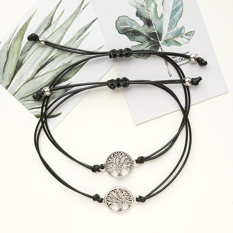 Simple Alloy Hollow Tree Of Life Hand-woven Bracelet