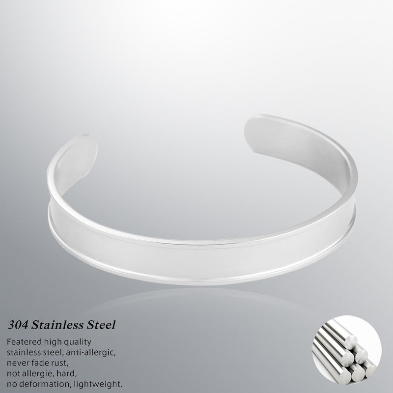 New Simple C Shape 10mm Grooved Glossy Bracelet