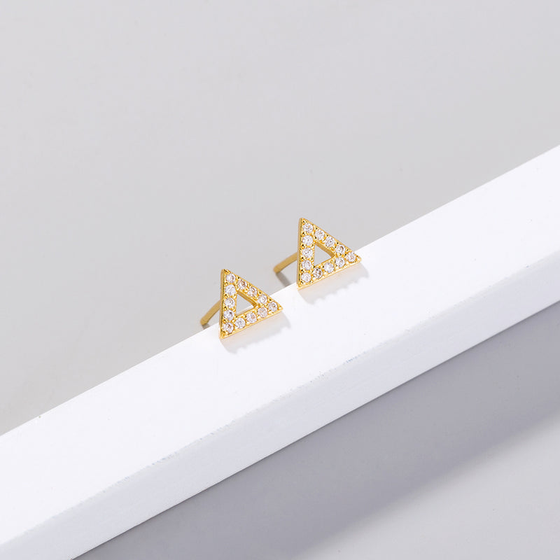 European and American foreign trade fashion simple triangle zircon earrings female diamond gold all-match earrings