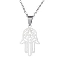 Fashion Creative Stainless Steel Hamsa Palm Pendant Necklace