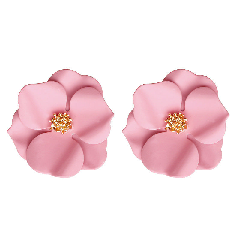 Color Flower Feminine Gentle Pearl Stud Earrings