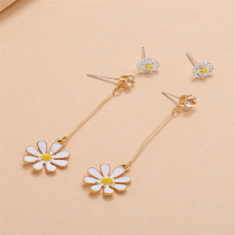 Two-Piece Set Of Frosty Little Daisy Earrings