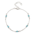 Vintage Handmade Beaded Women's Simple Turquoise Anklet