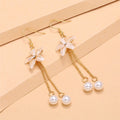 Temperament Personality Net Red Long Pearl Earrings