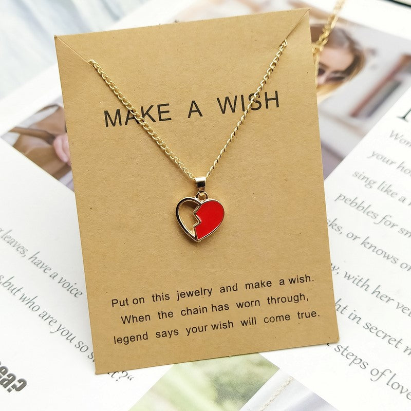 New Peach Heart Pendant Necklace Korean Cute Girl