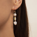 Simple Ethnic Style Small DaisyPearl Pendant Earrings