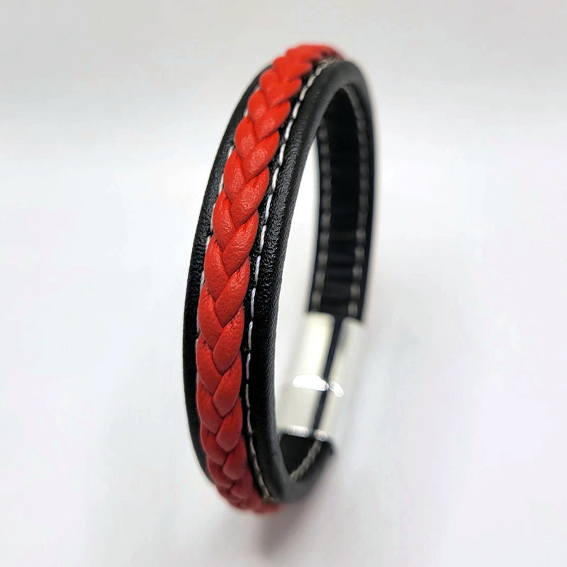 Woven Leather Bracelet Magnetic Snap Leather Bracelet