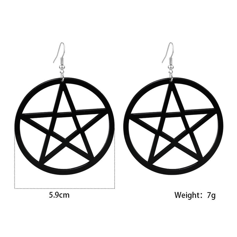 Acetate Black Five-pointed Star Acrylic Hollow Earrings