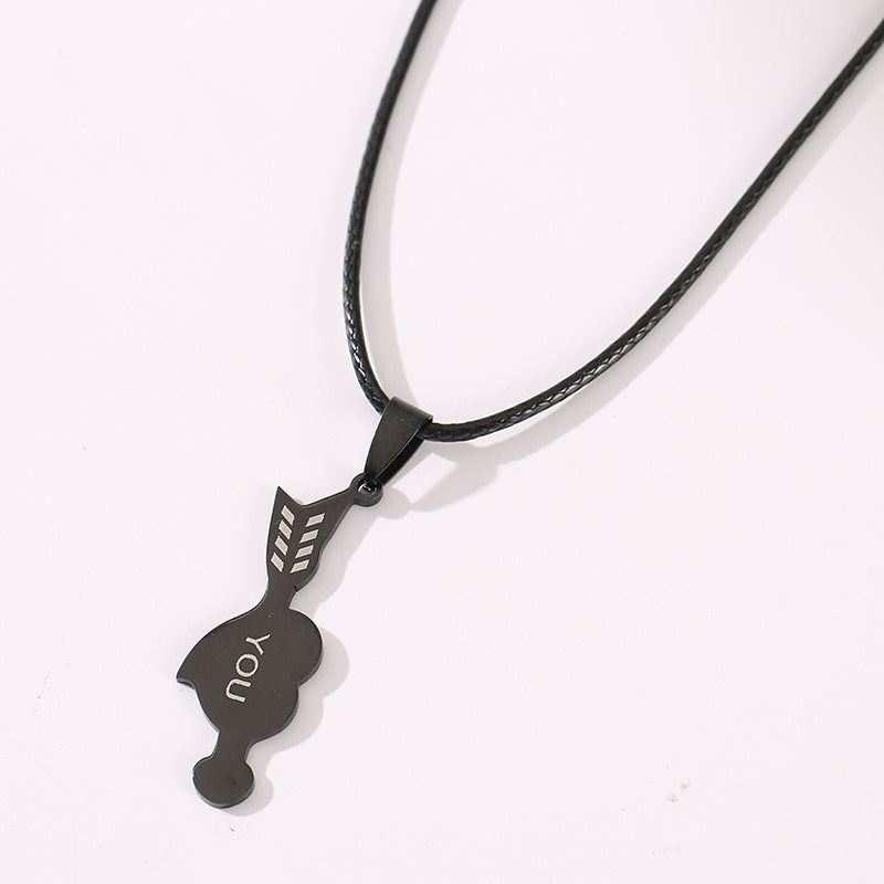 Explosive Titanium Steel Couples Necklace One Arrow Through The Heart Creative