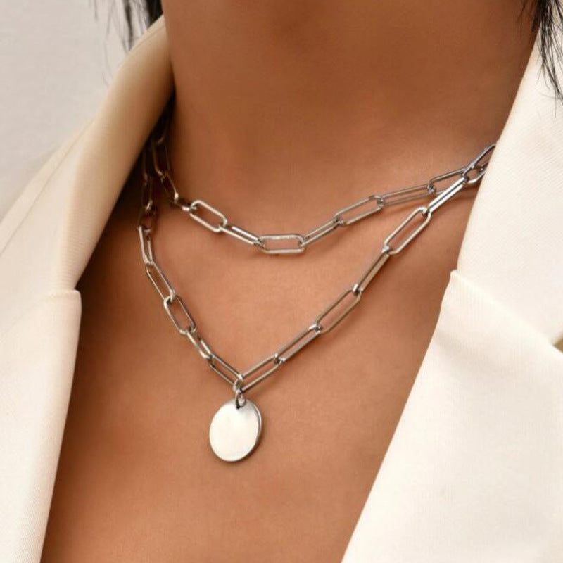 Choker Exaggerated Punk Circular Double Loop Necklace