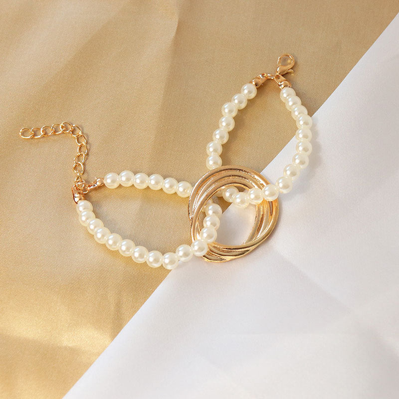 Alloy Stylish Geometric Freshwater Pearl Bracelet