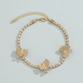 Color Butterfly Single Layer Anklet With Micro-inlaid Rhinestone Claw Chain